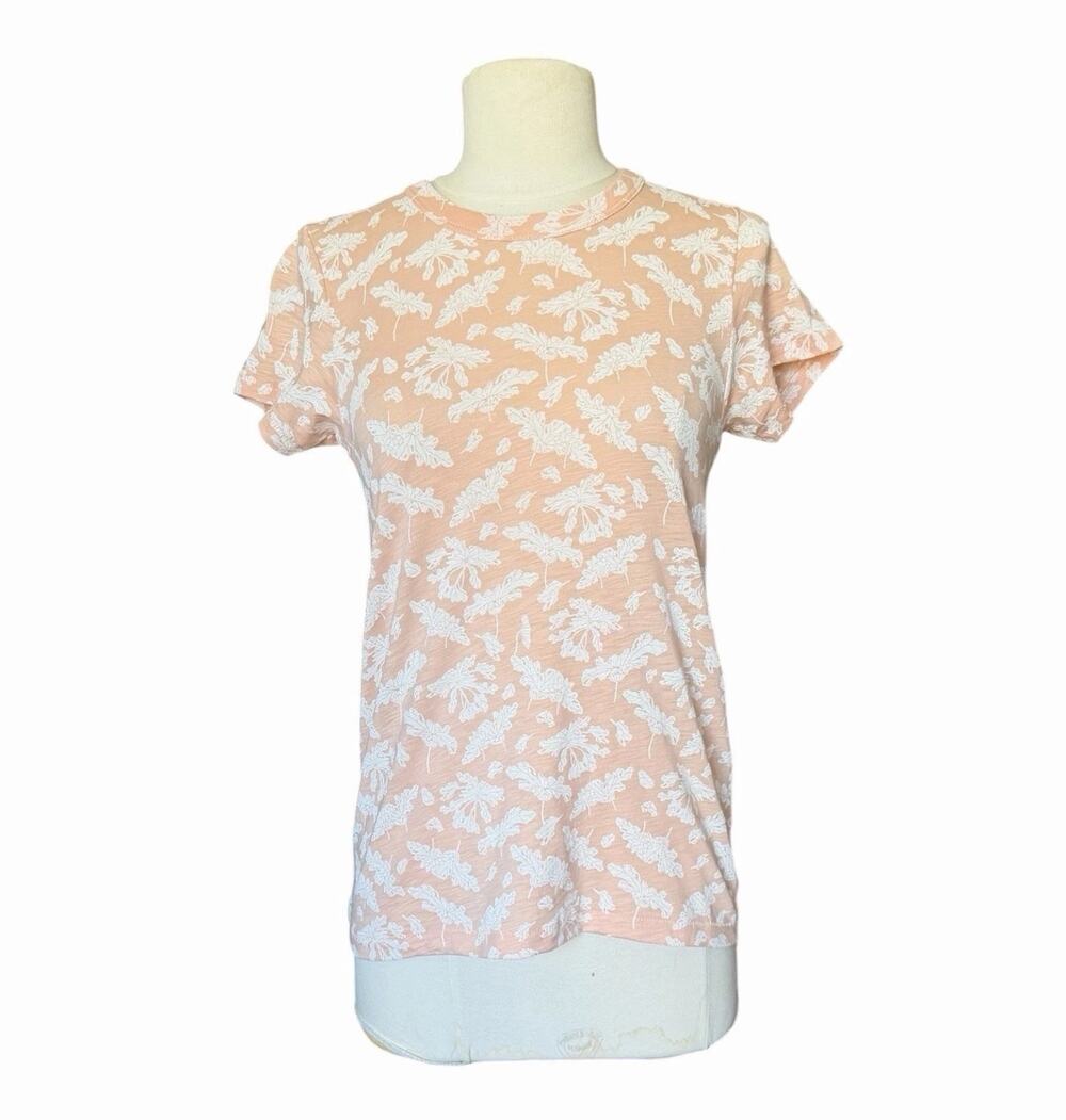 Rag & Bone NWT XS Peach Floral Print Crewneck Short Sleeve Tee Lightweight